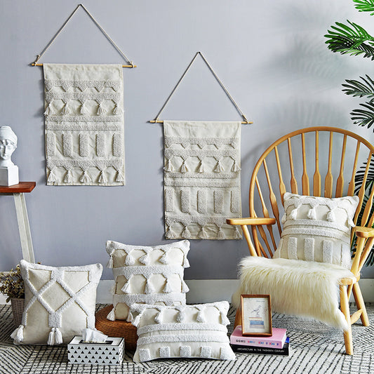 Coastal Tufted Throw Pillow Beach Square or Rectangle